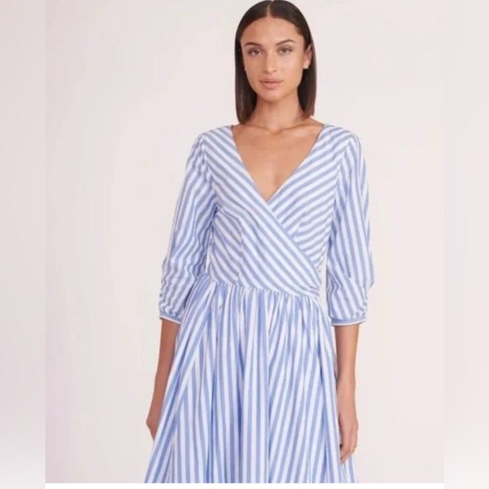 Staud Jodie Stripe Wrap Midi Dress Size:M - Picture 2 of 12